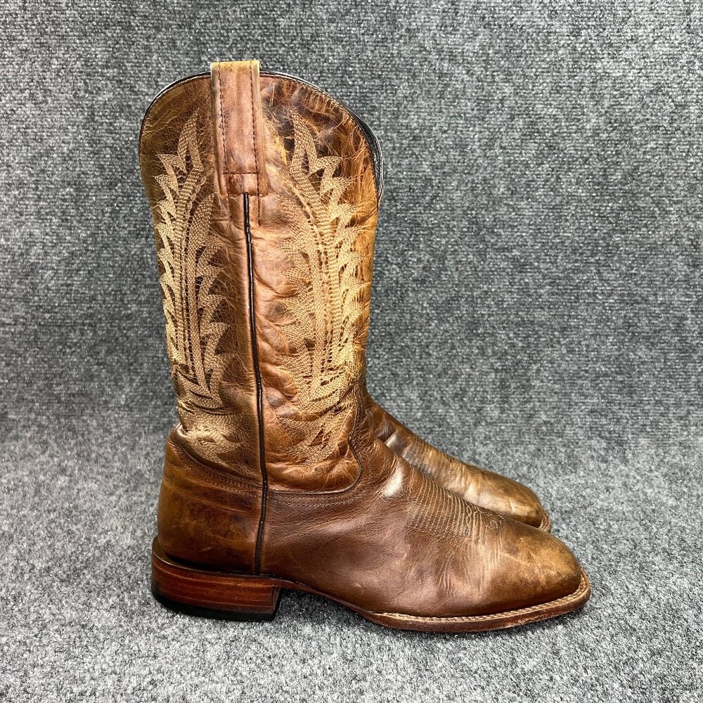 J.B. Dillon Square Toe Cowboy Boots Men's‎ Size 8EE Brown Leather Western Rodeo